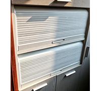 Juego de 2 puertas enrollables para gabinete, personalizables, 66 x 40 cm, para armarios, electrodomésticos y garajes de 60 a 90 cm, riel de repuesto incluido