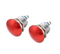 Juego de 2 pulsadores de 16 mm, cabeza de seta, resistente al agua, IP65, actual, metal, 16 mm, cobre, duradero, cabezal de seta, interruptor táctil de 16 mm, para coche, barco, industria, interruptor