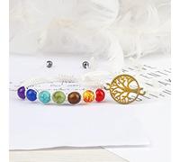 Juego de 2 pulseras curativas naturales de 8 mm, 7 cuentas de chakras, árbol de la vida, joyería de regalo, cadena de amigos, estilo 3