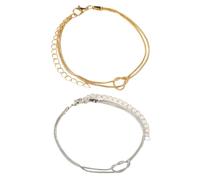 Juego de 2 pulseras de nudo de amor, pulsera de cadena ajustable, textura de aleación, regalo perfecto para aniversarios, Normal, No es una piedra preciosa