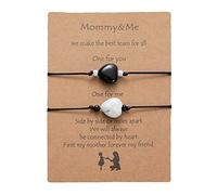 Juego de 2 pulseras de piedra para padres e hijos y madres, pulseras en forma de corazón, pulseras y pendientes, talla única, Piedra, No es una piedra preciosa