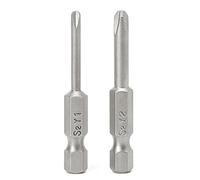 Juego de 2 puntas en Y de 50 mm con vástago de tres alas de 1/4 pulgadas para puntas de destornillador de cabeza, cinta métrica, métrica, escala métrica, reversible, regla de acero, regla de lectura