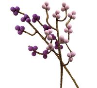 Juego de 2 ramitas con bayas en color morado oscuro y rosa de fieltro con tallo flexible, 30 cm, flores decorativas hechas a mano para creaciones individuales, regalo sostenible, comercio justo,
