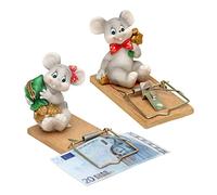 Juego de 2 Ratones para Regalo de Dinero, 4 x 10 x 6 cm.