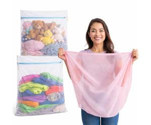 Juego de 2 redes de lavandería XXL de alta calidad, 60 x 90 cm, tamaño grande, para lavadora, bolsa de lavandería y bolsa con cremallera