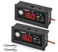 Juego de 2 reguladores de velocidad de ventilador de 12 V CC de 4 hilos, control de ventilador PWM de 4 pines, regulador de temperatura del ventilador con pantalla digital, temperatura y velocidad