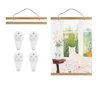 Juego de 2 rieles magnéticos de 31 cm, A3, con 4 ganchos para cuadros blancos, marcos de teca para murales, fotos, pósteres, marco de madera, barra de pinzas