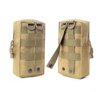 Juego de 2 riñoneras compactas Molle impermeables para almacenamiento de equipo al aire libre, ideal para acampar y senderismo (caqui)