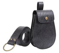 Juego de 2 riñoneras medievales punk de piel sintética con correa ajustable para cosplay y eventos al aire libre, Black, M