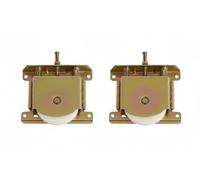 Juego de 2 Rodamientos Hembra para Puertas Correderas de Armario | Medidas 100x75mm | Guía de Rueda con Deslizamiento Suave y Silencioso | Herraje de Repuesto para Muebles y Bricolaje | Color Beige