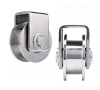 Juego de 2 Rodillos de Acero Inoxidable 304 de Alta Resistencia para rieles en H, poleas rígidas con rodamientos para Puertas correderas, Sistema de guía de Tubo Cuadrado