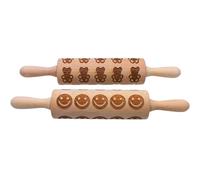 Juego de 2 rodillos de madera para galletas con patrón, rodillo especulativo, rodillo para galletas, rodillo con grabado, rodillo para galletas, rodillo grande con 2 motivos naturales, fabricado en la