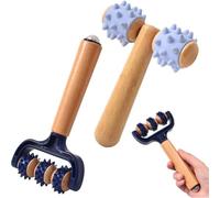 Juego de 2 rodillos de masaje de madera natural con asas suaves y ergonómicas para un alivio muscular consistente y apoyo de movilidad