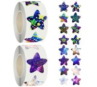 Juego de 2 rollos de pegatinas de estrellas con purpurina para niños, pegatinas de recompensa en forma de estrella, pegatinas reflectantes de 2,5 cm, pegatinas mágicas, pegatinas de
