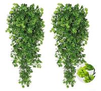 Juego de 2 rosas verdes colgantes de imitación con mimbre, diseñadas para uso decorativo creativo en paredes, techos y jardines (verde)