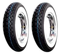 Juego de 2 ruedas completas ya montadas para Vespa LML Star 125/150/200 con 2 tapacubos, 2 neumáticos Kenda K 333 con banda blanca DOT 2016, medida 3,50-10 51J 4PR, 2 cámaras de aire Kenda con llanta cromada RMS