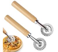 Juego de 2 ruedas de masa con mango de madera, rueda ondulada de 16 cm y 14 cm para raviolis y pasta, cortador de masa profesional de aleación de zinc, incluye ruedas de corte de 5 cm y 3,9 cm, para
