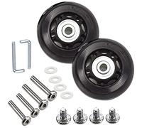 Juego de 2 ruedas de repuesto para maleta de la amistad, ruedas de goma, herramienta de rodamiento giratorio (juego de 2), color negro, 75 x 24 mm, 75 millimètres