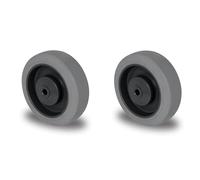 Juego de 2 ruedas empotrables de 125 mm - Ruedas de goma gris resistentes con superficie sin dejar rastro, rodamientos M10 duraderos, incluye accesorios para ejes - Perfecto para una movilidad