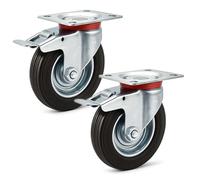 Juego de 2 ruedas giratorias con doble freno 100 mm ruedas de muebles 70 kg/rueda transporte