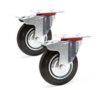 Juego de 2 ruedas giratorias con doble freno 200 mm ruedas de muebles 150 kg/rueda transporte
