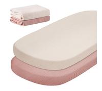 Juego de 2 sábanas bajeras para cochecito de bebé, 100% muselina de algodón, sábana bajera para cuna, 80 x 40 cm, funda de colchón, sábana bajera para cuna o colchón de cochecito