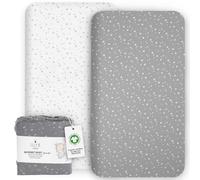 Juego de 2 sábanas para cuna de algodón orgánico GOTS de 120 x 60 cm, compatibles con Next2me, Snuzpod y todas las cunas de noche, minicunas de hasta 120 x 60 cm, paquete de 2 sábanas.