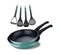 Juego de 2 sartenes ø20ø24cm classique en aluminio forjado antiadherentes + utensilios de cocina verdes bergner 12 cm