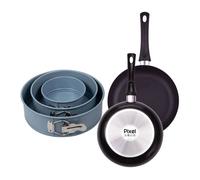 Juego de 2 sartenes ø20ø24cm en aluminio prensado y antiadherente + set de 3 moldes de horno redondos ø12ø18ø22cm pixel chef sauce 4 cm