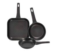 Juego de 2 sartenes ø20ø24cm + sartén grill 28x28cm en aluminio fundido color negro copper bergner 28 cm