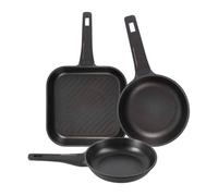 Juego de 2 sartenes ø24ø28cm + sartén grill 28x28cm en aluminio fundido color negro copper bergner 28 cm