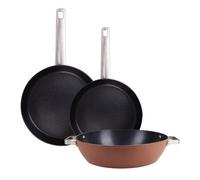 San Ignacio Juego de 2 Sartenes Ø28x5cm Ø30x5cm + Tartera Ø32x8cm en Aluminio forjado AGROS