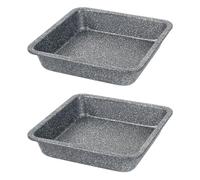 Juego de 2 Sartenes Cuadradas Salter Megastone - Antiadherente, Fácil de Limpiar, Acero al Carbono, Recubrimiento Resistente al Calor, Libre de PFOA, Apto para Horno hasta 220°C, Ideal para Hornear