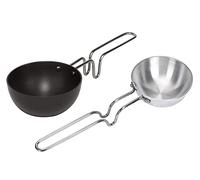 Juego de 2 sartenes Tadka de aluminio anodizado duro, mini sartén anodizada dura/sartén Tadka, sartén Dal Tadka, negro y plateado