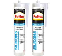 Juego de 2 selladores Pattex Silicon 5, color blanco, resistente al moho, 2 x 280 ml