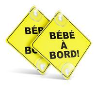 Juego de 2 señales de advertencia de bebé a bordo para coche, 12,5 cm, adhesivo de coche con doble ventosa, adhesivo de seguridad para coche, adhesivo para ventana de coche