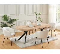 Juego de 2 sillas con brazos de terciopelo de canalé y metal - Crema - MORONI de Pascal MORABITO