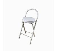 Juego de 2 sillas de bar plegables modernas con reposapiés y asiento acolchado de cuero, taburetes de bar blancos para sala de estar, cocina, tienda o cafetería, altura conveniente y diseño elegante