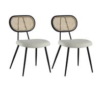 Juego de 2 sillas de caña elena y tela de lazo color beige