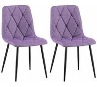 CLP Juego de 2 sillas de Comedor Clairton, Silla de Cocina Acolchada con tapizado capitoné, soporta hasta 150 kg Color:Violeta;Material:Tela