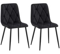 CLP Juego de 2 sillas de Comedor Clairton, Silla de Cocina Acolchada con tapizado capitoné, soporta hasta 150 kg, Color:Negro, Material:Tela