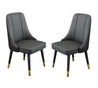 Juego de 2 sillas de comedor de cuero de microfibra verde oscuro y negro con patas de madera, respaldo cómodo, perfectas para cocina, sala de estar y espacios de descanso