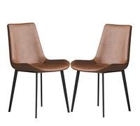 Juego de 2 sillas de comedor de metal duraderas, asiento tapizado con respaldo alto, fácil de montar, elegante diseño de canal para una experiencia gastronómica cómoda
