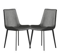 Juego de 2 sillas de comedor de metal duraderas, tapizadas con respaldo alto y asiento, fácil de montar, diseño moderno para cocina y comedor, elegante y cómodo