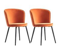 Juego de 2 sillas de comedor de terciopelo naranja, modernas, escandinavas, curvadas, para oficina, comedor, sala de estar, sala de reuniones (2 naranjas)