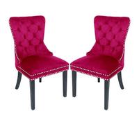 Juego de 2 sillas de comedor de terciopelo tapizadas con cabeza de clavo y ribete de anillo, sillas de salón de madera maciza para cocina, dormitorio, sala de estar, asiento elegante y cómodo para tu