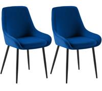Juego de 2 sillas de comedor elmira terciopelo azul oscuro 53x50x86 cm