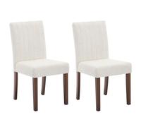 Juego de 2 sillas de comedor escandinavas, silla de cocina con asiento acolchado, tejido de aspecto lino, patas de madera, silla de comedor sin reposabrazos para comedor, cocina, salón (79 x 56 x 46