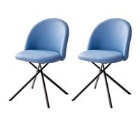Juego de 2 sillas de comedor giratorias de 360°, ergonómicas, con asiento acolchado, modernas, tapizadas, con respaldo, color azul cielo, para el hogar, oficina, sala de estar