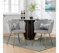 Juego de 2 sillas de comedor giratorias de terciopelo de lujo con patas de metal para sala de estar y dormitorio, muebles elegantes de acento gris